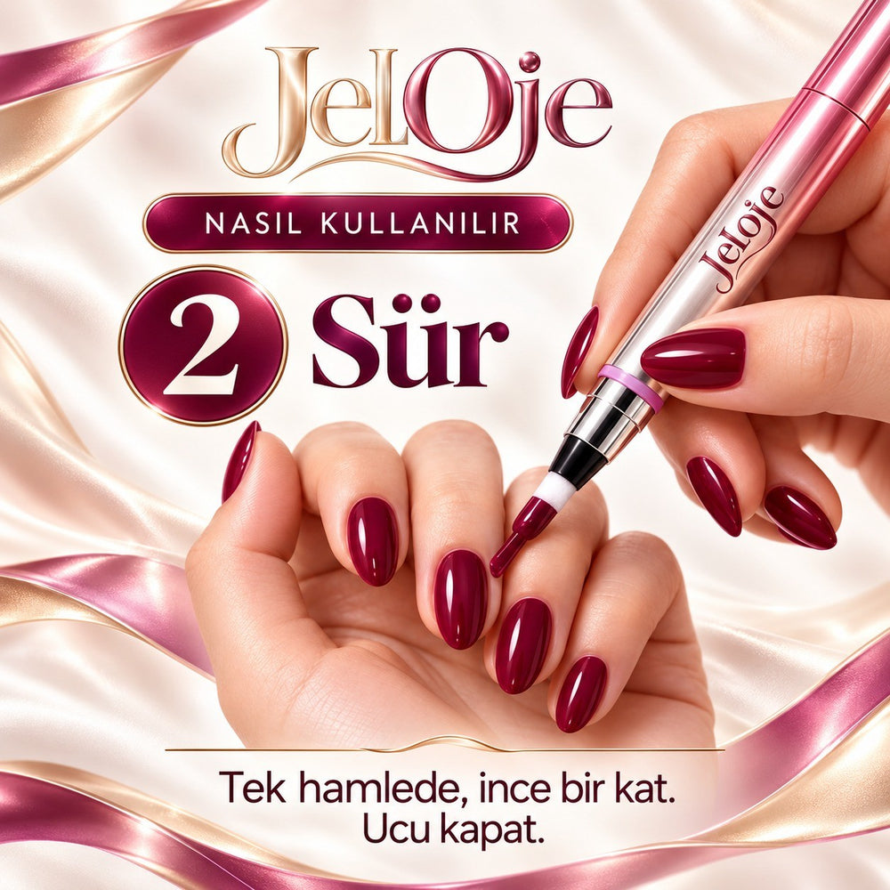 JelOje kalemle tırnağa ince bir kat jel oje sürme